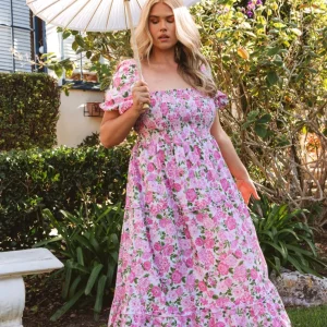 Afternoon Tea Dress ~ Cottage Floral Pink
